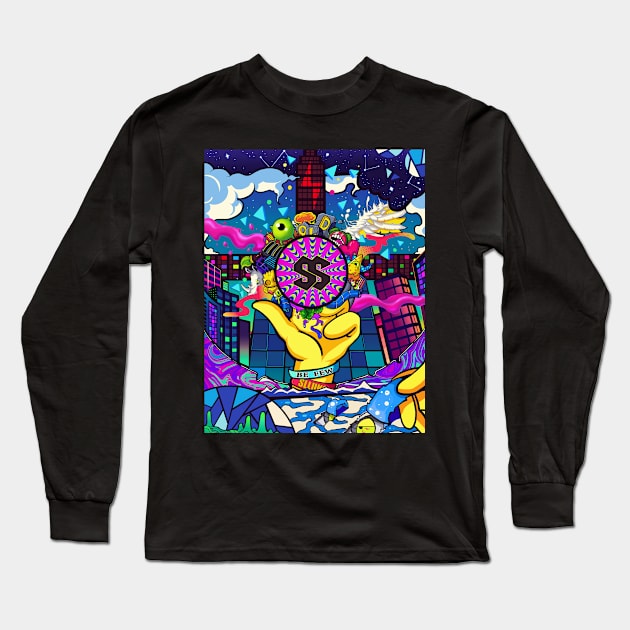 Dope Slluks colorful city night mirage illustration Long Sleeve T-Shirt by slluks_shop